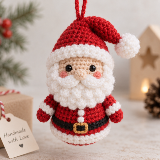 Handmade Crochet Santa Christmas Ornamen