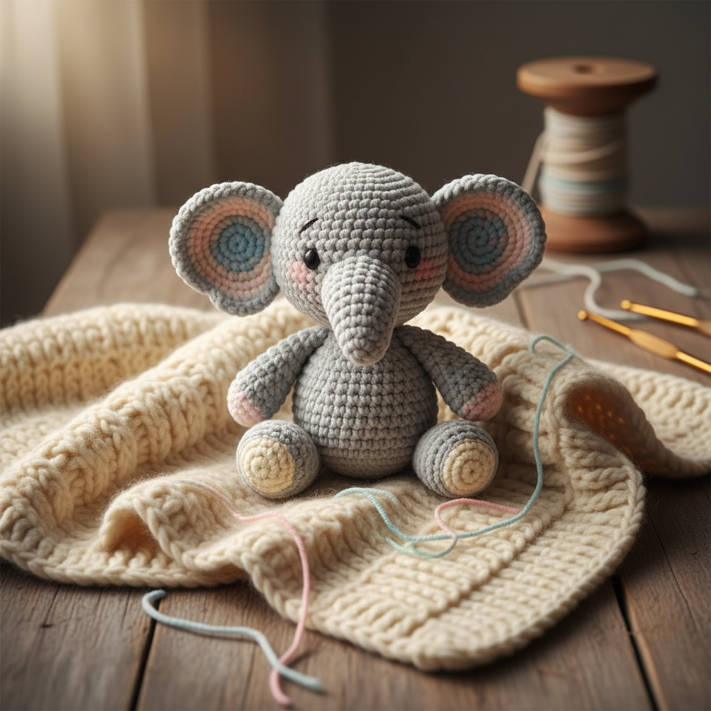 Crochet teddy elephant