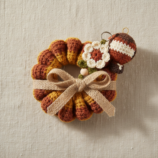 Handmade crochet gift set flat lay