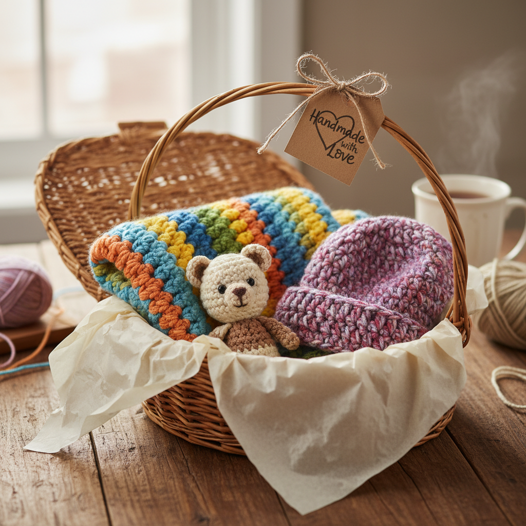 Handmade crochet gift set birthday presentation