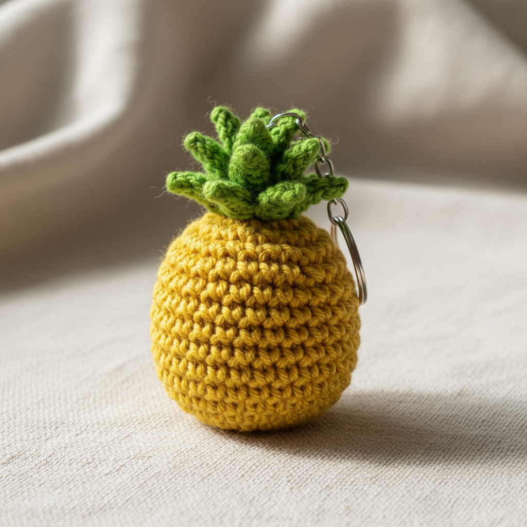 Handmade crochet pineapple keyring