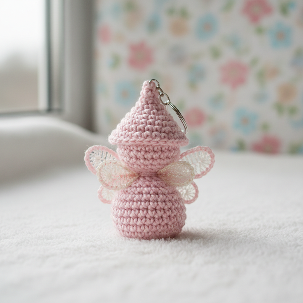 Handmade crochet fairy keyring